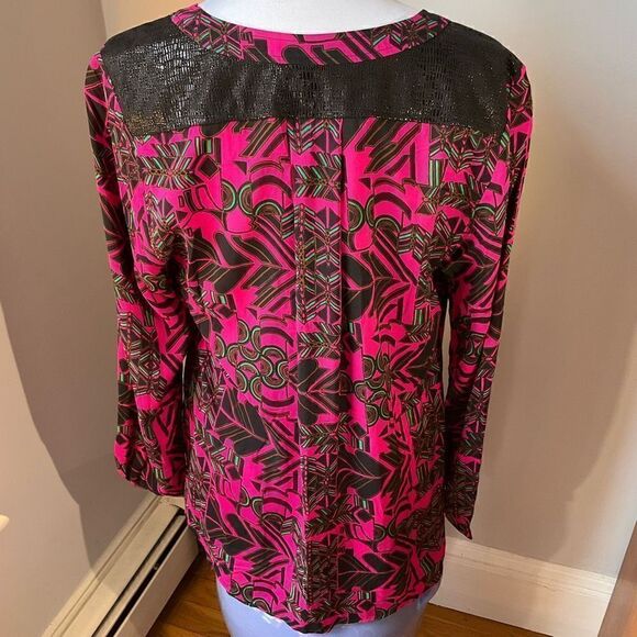 Plenty by Tracy Reese Fuchsia Laminated Yoke Peasant Blouse, NWT. M. Anthro, Rev - Picture 14 of 16